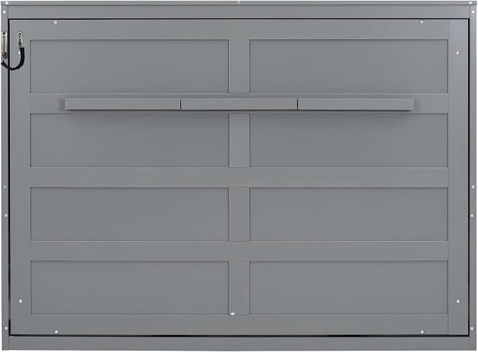 Ball & Cast Full Size Murphy Bed,Hideaway Beds with Dual Piston Metal Folding Mechanism Designed,Wood Wall Cabinets Bedframe w/Slat Support and Storage Platform Top,Hardware Chain,for Apartment,Gray