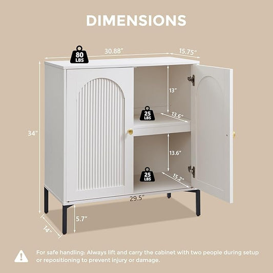 IFGET Modern Buffet Cabinet with Storage, White/ 92.63" W/141LBS