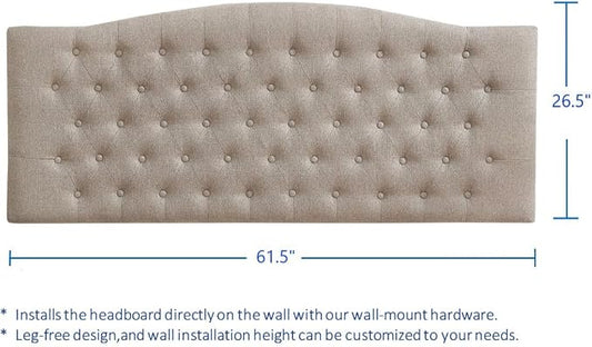 24KF Upholstered Tufted Button Wall Mounted Linen Headboard,Comfortable Fashional Headboard Queen/Full Size,6055-Q-Linen