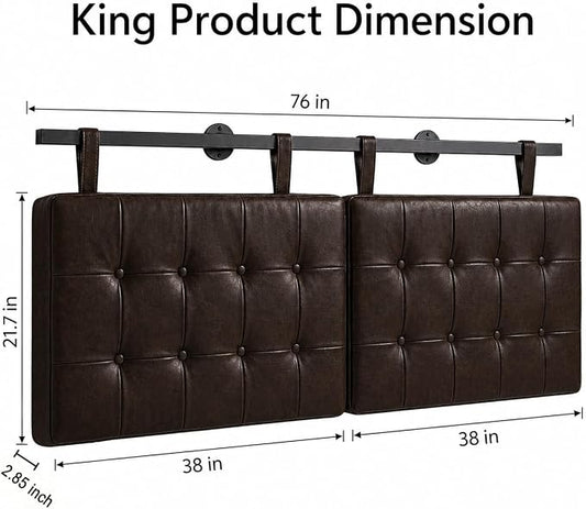 King Headboard only, Wall Mounted Headboard for Adjustable Bed, Hanging Head Board for King Size Bed, Button Tufted Upholstered Headboard Cabeceras De Cama for Bedroom, Dorm, Dark Brown Faux Leather