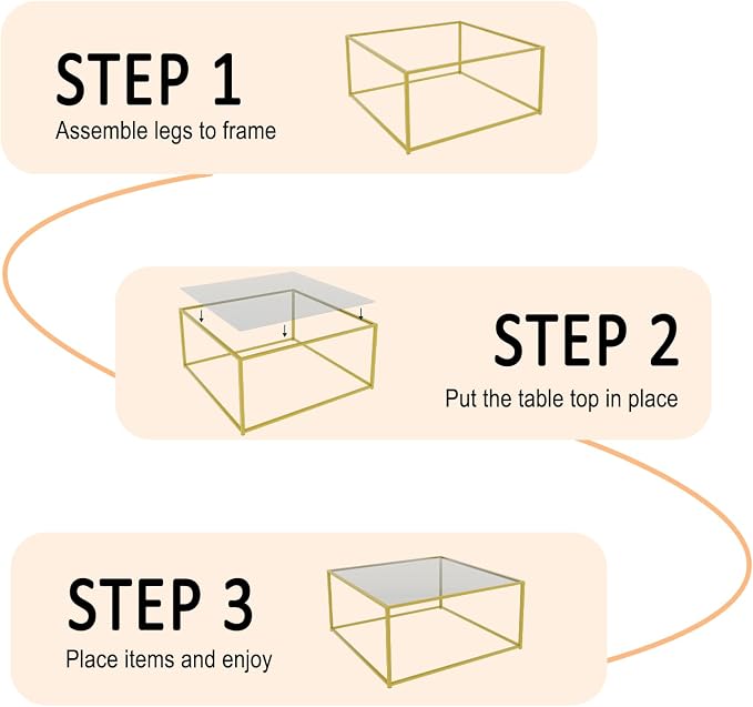 Glass Coffee Table Modern Center Table,Minimalist Coffee Table Sofa Side Tea Table for Living Room,Tempered Glass-top with Sturdy Metal Frame, Easy Assembly,26.4 x 26.4 x 15.7 Inches, Gold