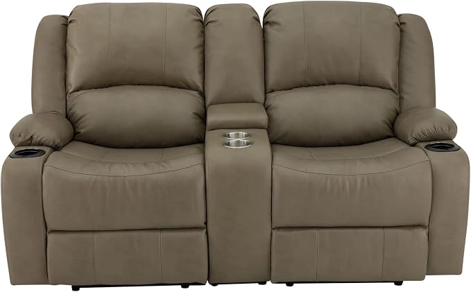 RecPro Charles 67" Powered Double RV Wall Hugger Recliner Sofa RV Loveseat with Upgraded 2023 Fabric (Putty)
