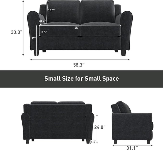 Bonzy Home 58" Loveseat Couches for Living Room, 2 Seater Modern Comfy Love Seat with Thick Cushion for Small Space Home Apartment Office Studio