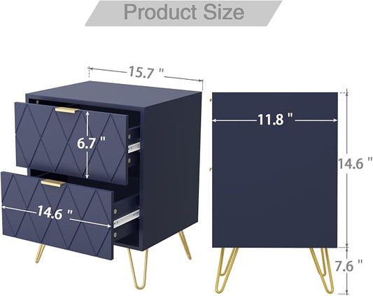 Anbuy Bedroom Sets Navy Blue Sets 3Pcs 6 Drawer Dresser and Night Stand Sets for Bedroom, Two Drawers Nightstand Set of 2 & 6 Drawer Dresser Combo 3 Pieces (Navy Blue)