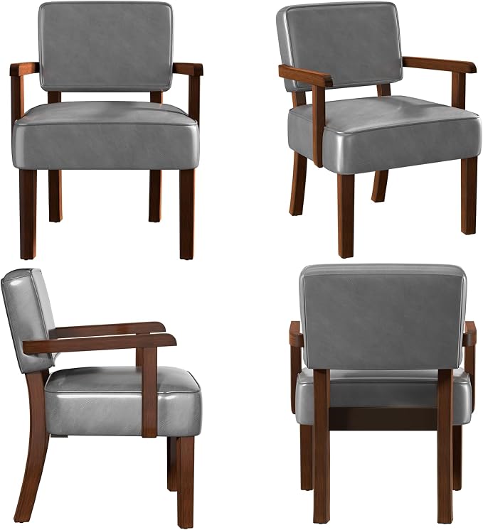 FAGAGA PU Leather Accent Chair, Oversized Living Room Chairs with Soft Seat and Armrests, Armchair for Bedroom, Dinning, Reading, Waiting Rooms