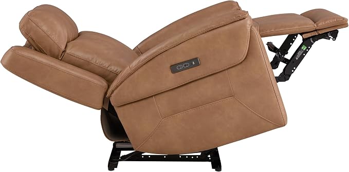 Watson & Whitely Super Zero Gravity Power Recliner Chairs with Power Headrest, Leather Recliner with USB/Type-C Ports for Adults, Electric Reclining Sofa Chair for Living Room, Bedroom, Cognac Brown