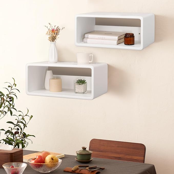 Floating Nightstand Wooden, Bedside Table, Nightstand Shelf, Handmade, Wall Mounted Bedside Shelf, Minimalist and Unique Style White 18”x 10”x 7.5”
