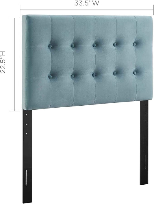 Modway Emily Twin Biscuit Tufted Performance Velvet Headboard, Light Blue