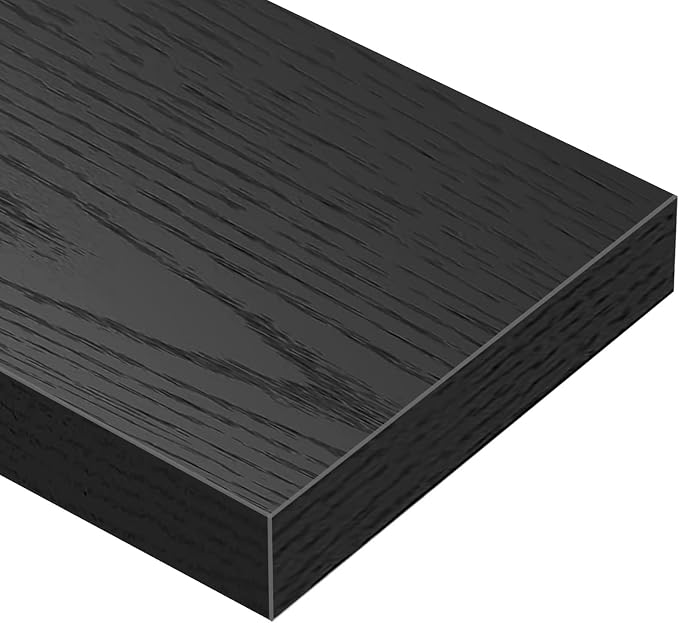 QEEIG Floating Shelves for Wall 47.2" Extra Long - Wall Mounted Shelf Bathroom Kitchen Living Room Bedroom Farmhouse Home Decor Display Bookshelf Large 47.2 x 9.3 inch Set of 2, Black (008-120B)