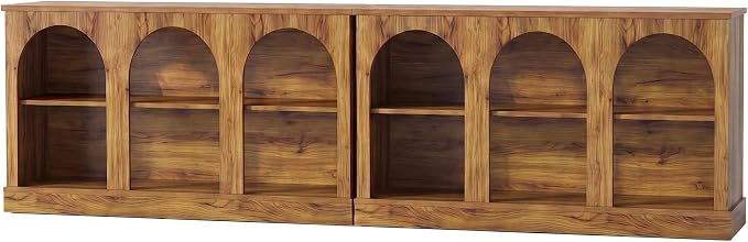 Tribesigns Farmhouse Console Table Set of 2, Extra Long Entryway Table with 3 Tier Storage, Wooden Rectangular Sofa Table Behind The Couch for Entrance, Hallway, Living Room Natural Wood