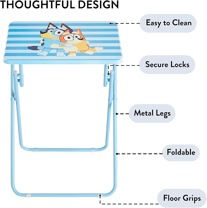 Bluey Folding Tray Table,Portable Snack & Laptop Table, Compact Space-Saving Design for Kids & Teens, Lightweight Indoor Table for Bedroom, Dorm, or Playroom