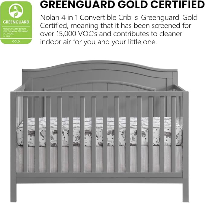Oxford Baby Nolan 4-in-1 Convertible Crib, Dove Gray, GreenGuard Gold Certified