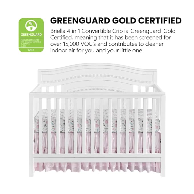 Oxford Baby Briella 4-in-1 Convertible Baby Crib, White, GreenGuard Gold Certified