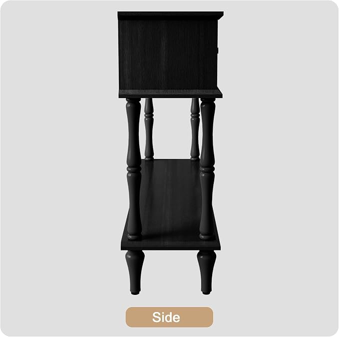 ARTPOWER Console Table with Drawers for Entryway, Mid-Century Entryway Table with Storage, Black Narrow Entryway Table with Open Shelf Behind Sofa for Living Room, Foyer, Hallway