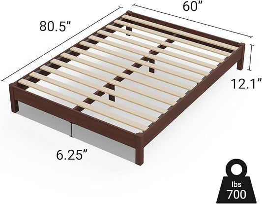 LIFEMENT Queen Bed Frame Signature Wood Platform, Noise Free, Under Bed Storage, No Box Spring Needed, Easy Assembly, Walnut