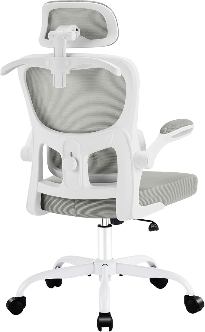 AreShark Office Chair Ergonomic Desk Chairs with Adjustable Lumbar Support& Headrest Hanger, High Back Breathable Mesh Chair with Wheels, Rolling Swivel Comfy Task Computer Chair for Home Work Gaming