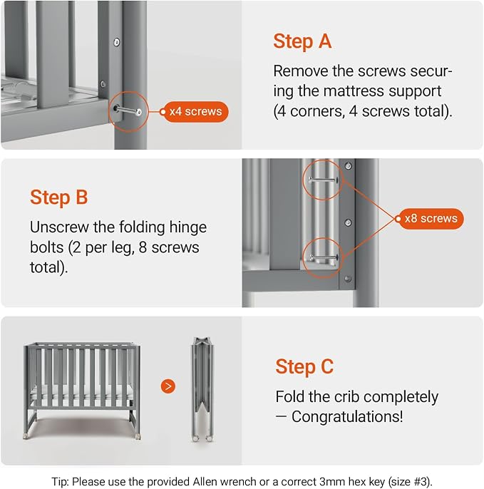 MAMAZING EvoNest 7-in-1 Convertible Baby Mini Crib with Wheels | GREENGUARD Gold Certified, New Zealand Pine Wood, 4 Adjustable Heights, Rocking Mode, Small Spaces Design, Grey