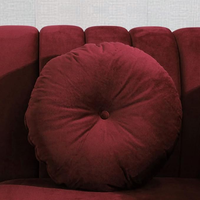 Sectional Sofa Set, Microfiber Chesterfield Upholstered Sofas Loveseat Couch Chair Sets with Style Button Tufted, Scroll Arms and Nailhead for Living Room, Office, Apartment-Red,3PCS