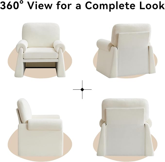 Accent Chairs Set of 2, Modern Living Room Chairs, Comfy Single Sofa Chair with Thick Cushion and Armrests, Upholstered Reading Club Chair, Arm Chair for Living Room Bedroom, Beige