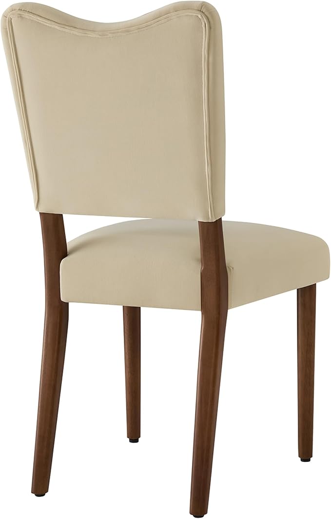 KISLOT Upholstered Dining Chairs Set of 2, Modern Velvet Kitchen Chairs with Solid Wood Legs, High Back Wooden Dining Room Chairs with Dark Walnut Color Legs for Farmhouse Kitchen Dining Room, Linen