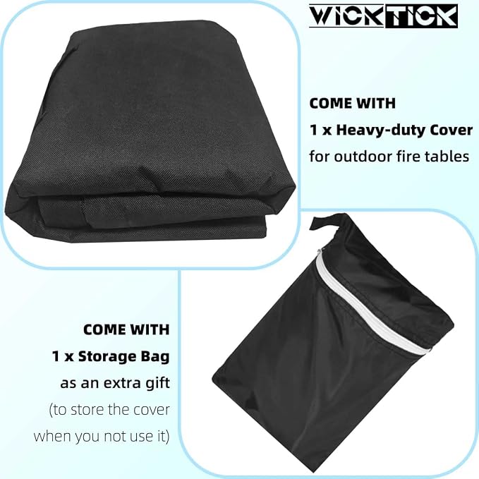 WICKTICK Square Gas Fire Pit Cover 32 x 32 x 25 Inch, Waterproof & 600D Heavy Duty Fire Table Cover for 28x28, 30x30, 32x32 Inch Patio Tall Propane Firepits