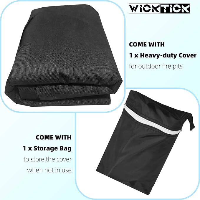 WICKTICK 28 Inch Round Fire Pit Cover for Solo Stove Yukon 2.0, 600D Heavy Duty Waterproof Firepit Accessories for Outdoor Camping, All-Weather Resistant