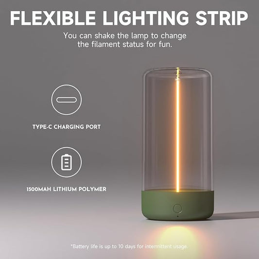 AUGE LIGHT Mini Minimalist Table Lamp Cordless Lamp Rechargeable Table Lamp Portable Nightstand Lamps Desk Lamps for Home Office Unique Ambient Light Mood Lighting for Desk Decor Beside (Dark Green)