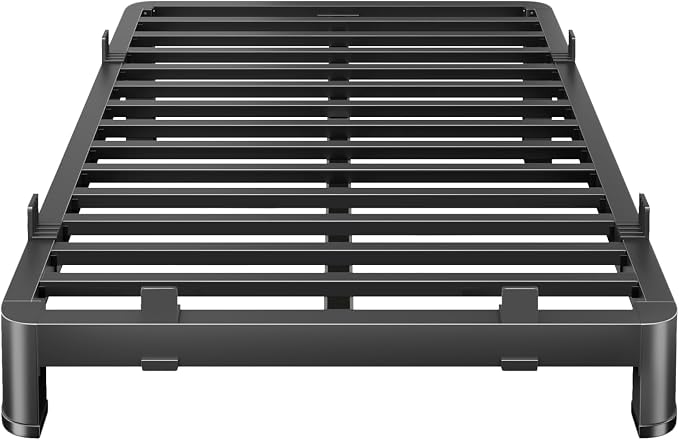 MAF 6 Inch Full Metal Platform Bed Frame with Anti-Collision Round Legs, Black 3500 Lbs Heavy Duty Bed Frame Steel Slats Support, No Box Spring Needed, Easy Assembly