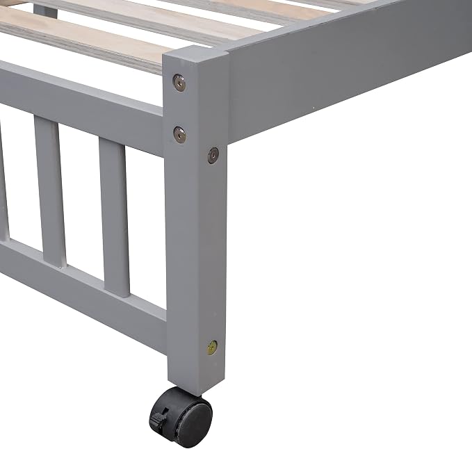 Merax Twin Over Full Bunk Bed with 6 Drawers and 3 Flexible Shelves, Wooden Bunk Bedframe with Storage and Movable Lower Bed, No Box Spring Needed