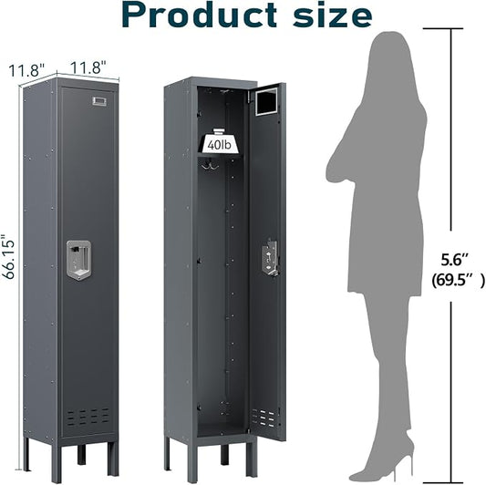 BUTISOW Metal Lockers - 66" Height Steel Lockers for Employees with Door Storage Locker with Card Slot for Employees Gym School Home Office Garage - Assembly Required