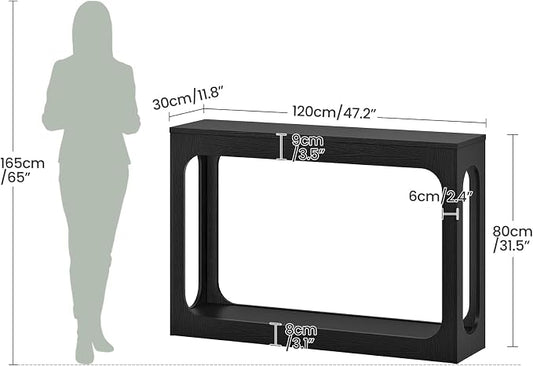 CHOEZON 47.2" Long Console Table, Entryway Table, Hallway Table, 2-Tier Behind Couch Table, Corridor Decor Stand, Narrow Rectangular with Storage for Living Room, Entry, Hallway, Black MXG03BB