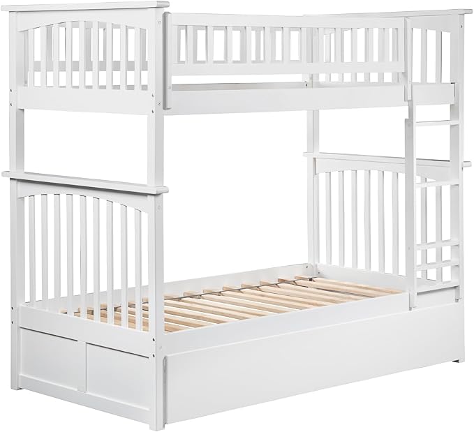 AFI, Columbia Ladder Bunk Bed Twin Over Twin with Twin Trundle, White