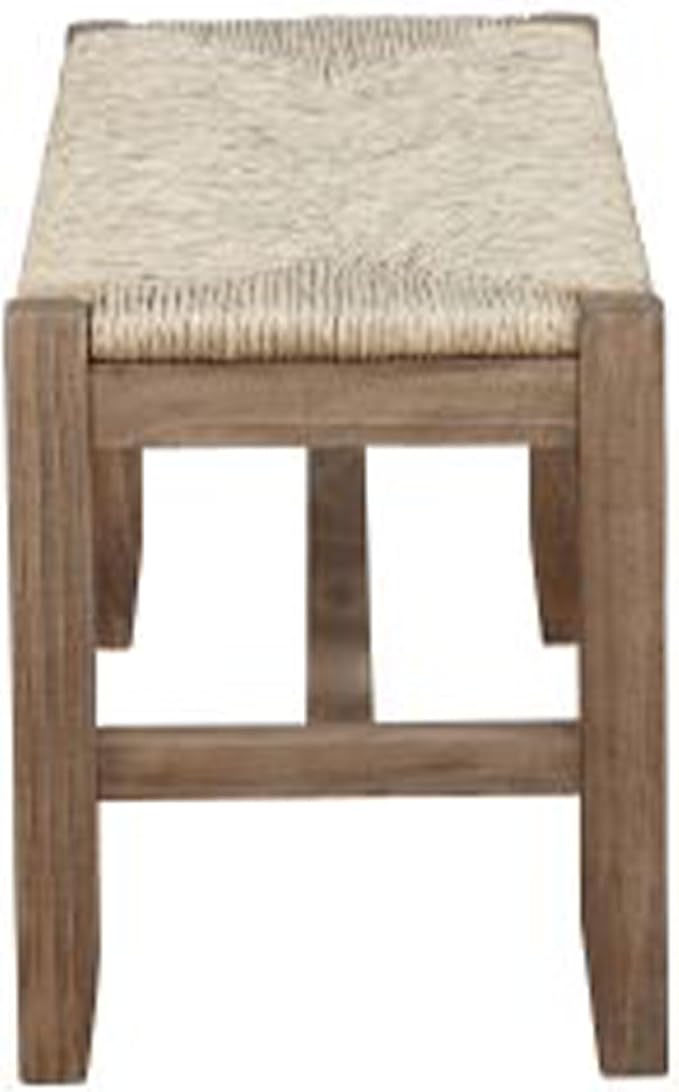 Alaterre Furniture Newport 40 Inch Solid Wood Entryway Bench - Modern Farmhouse Indoor Decorative Bench with Natural Seagrass Rush Seat - Furniture for Entryway, Dining Room, or Kitchen (Natural)