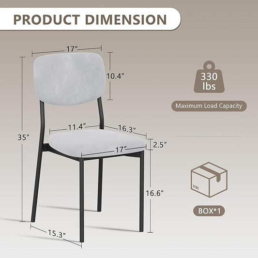 Einhomn Upholstered Dining Chairs Set, Modern Stackable Dining Room Chairs with Soft Velvet Backrest, Kitchen Chairs with Sturdy Metal Legs for Living Room, Restaurant, Set of 4,Light Grey