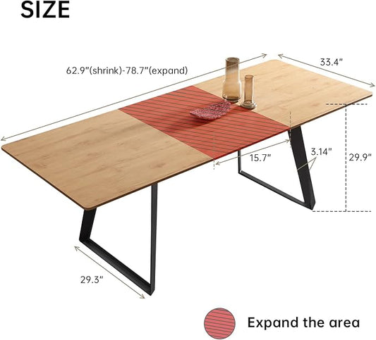 ZckyCine 63‑79 Inch Expandable Dining Set with 6 PU‑Leather Chairs, Wooden Tabletop for Large Dining‑Rooms and Banquet Spaces
