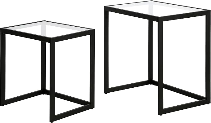 Henn&Hart Rectangular Nested Side Table in Blackened Bronze, Table for Living Room, Bedroom