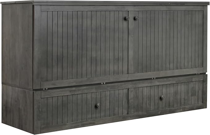Mega Solutions Murphybedz Tuscany Murphy Cabinet Chest Bed with Charging Station 6 Inch (Galaxy Grey, King)