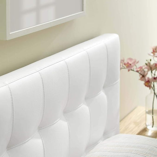 Modway Lily Tufted Faux Leather Upholstered Twin Headboard in White