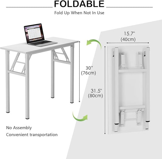 Need Small Desk 31 1/2" No Assembly Foldable Writing Table,Sturdy and Heavy Duty Folding Computer Desks for Small Space/Home Office/Dormitory AC5DW(80 * 40)