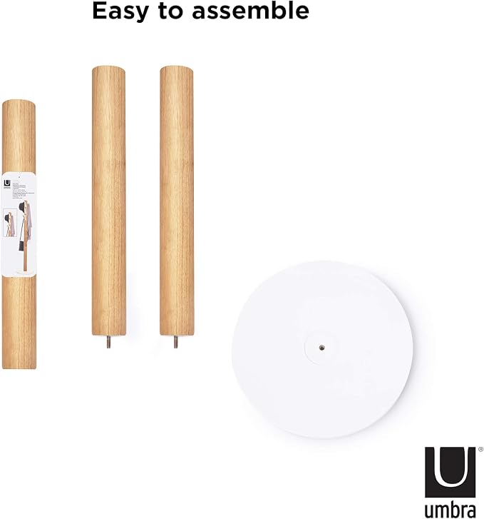Umbra Flapper Coat Rack, Clothing Hanger, Umbrella Holder, and Hat Organizer, Great for Entryway, White Natural
