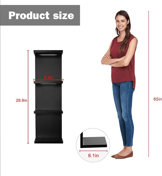 VIWODS 4-Tier Wall Shelf Unit with RGB Lights, Floating Lack Shelf for Home Decor, Wall Mounted Vertical Display Shelf for Bedroom Living Room Vanity, Black