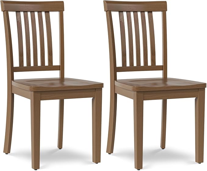COLAMY Wooden Dining Chairs Set of 2, Farmhouse Dining Room Chairs, Windsor Spindle High Back Side Chairs, Armless Rubberwood Kitchen Table Chairs, Light Brown