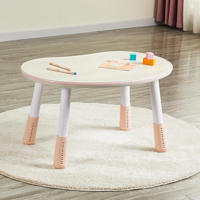 Children's Table, Height Adjustable Kids Play Table, Graffiti-Ready Kids Art Table. Suitable for Home & Kindergarten, Pink