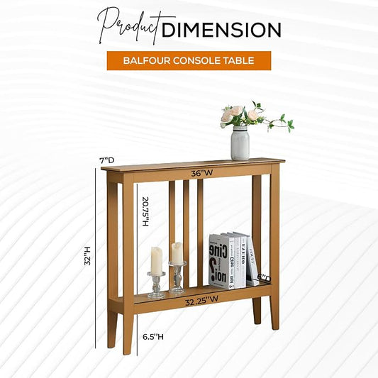 Kings Brand Narrow Console Table w/Storage Shelf, Entryway, Honey Mustard | Narrow Console Table with Storage Shelf – Slim Design Fits Entryways, Hallways, Behind Sofas, Shelf Décor, Books, Essentials