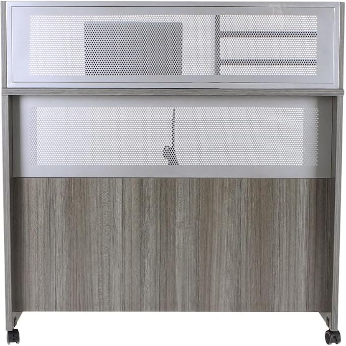NBF Reception Desk Standing Height Workstation with Mobile Casters for Office Lobby, 48" W x 30" D, Espresso, At Work Collection