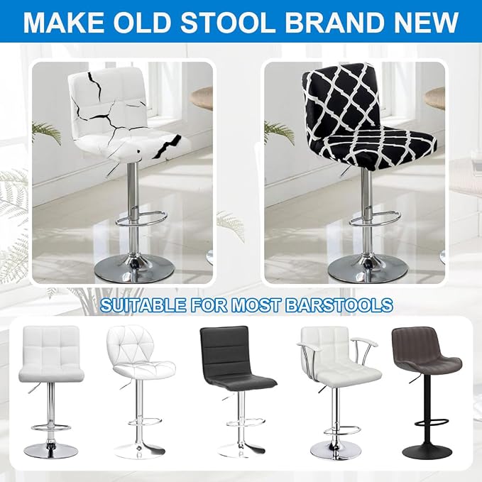 Levoberg Bar Stools Cover Set of 2 Printed Armless Swivel Barstools Slipcovers with Backs Stretch Square Counter Height Bar Stools Covers Mid Low Back Chair Cover for Kitchen Dining Room Bar #1