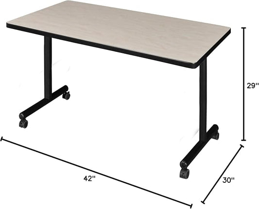Romig Axis-Pro 42 x 30 in. Mobile T-Base Training Seminar Table- Maple