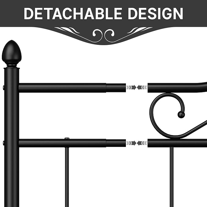 Headboard for King Size Bed Frame Vintage Platform Bed Metal Headboard Only | Height Adjustable,Sturdy and Stable,Easy Assembly,Black