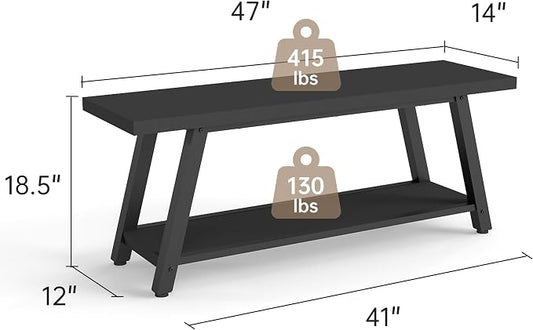 47" Farmhouse Entryway&End of Bed Wood Bench,Black | Skandiquip 43"47" Wood Farmhouse Entryway Bench, Mid Century Rustic End of Bed Bench for Mudroom, Living Room & Kitchen