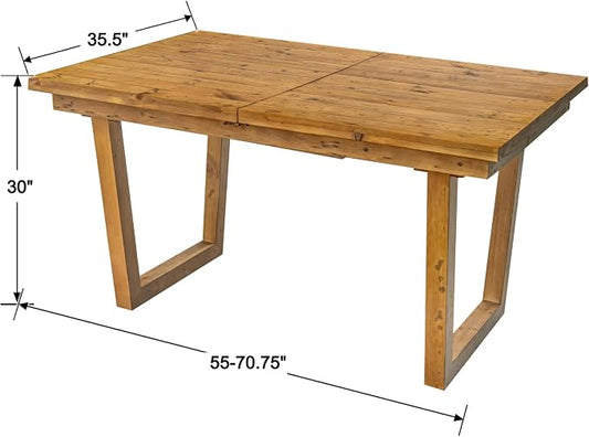 55-70.5" Extendable Dining Table Pine Expandable Dining Room Table for 4 6 8 People Large Rectangle Table Space Saving for Dining Room Living Room Home Office, Brown